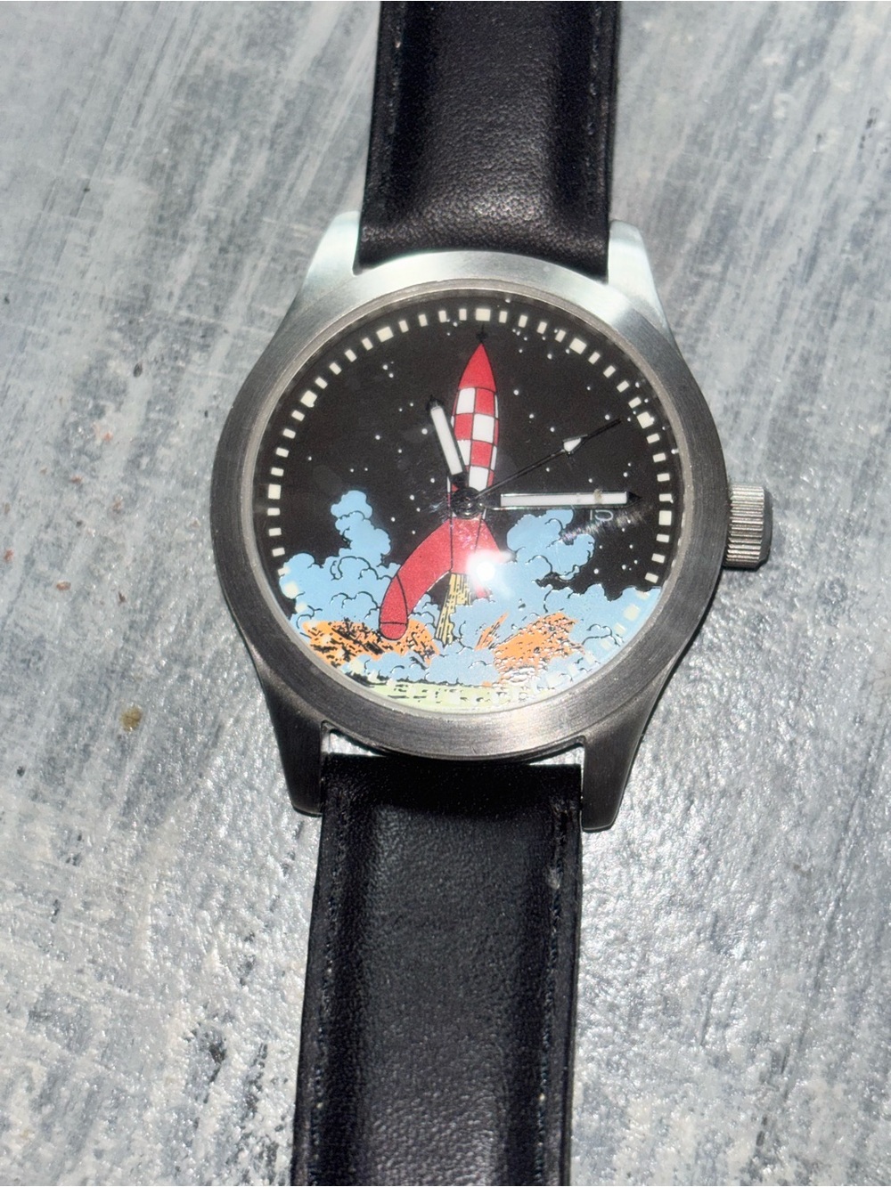 Vintage Tintin Rocket Ship Wristwatch Hergé Moulinsart 1999